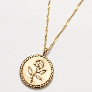 Rose Coin Necklace Gold