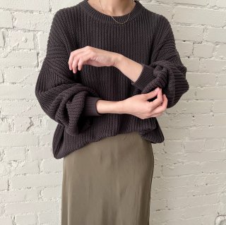 Organic Cotton Poet Sleeves Sweater  Dark Gray