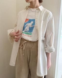 Euro stripe shirt creamの商品画像