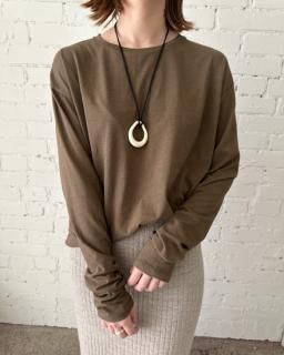 cotton cashmere crew neck relax T 【MOCHA BROWN】の商品画像