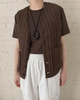 organic cotton jersey basic fit tee  BROWN / WHITEの商品画像