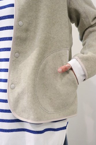 DANTON ダントン WOMEN'S FLEECE COLLARLESS JACKET