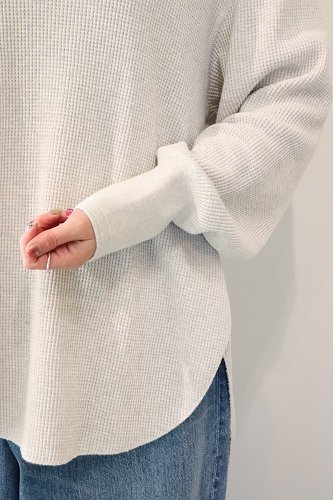 【国内在庫】 Americana アメリカーナ ハイネック ワッフルカットソー トップス
