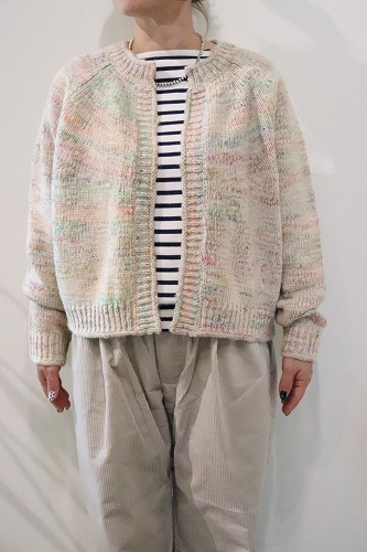 Le glazik ル グラジック ミックスカラー クルーネックカーディガン