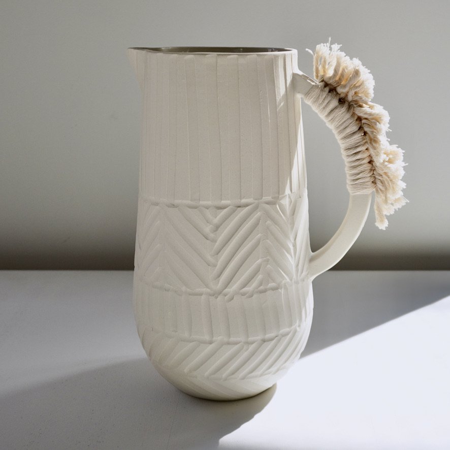poetry white tall jug