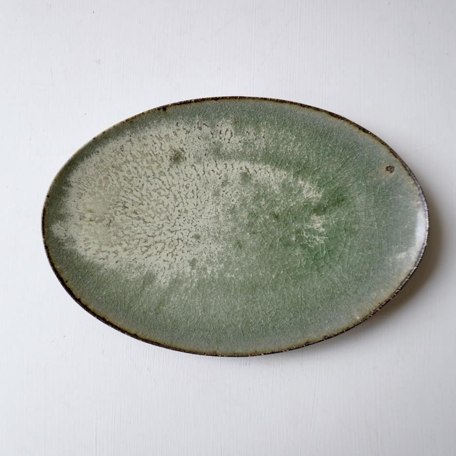 清岡幸道　オリーブオーバル皿 青灰白オリーブオーバル皿 小 - gallery, あるゐは_shop