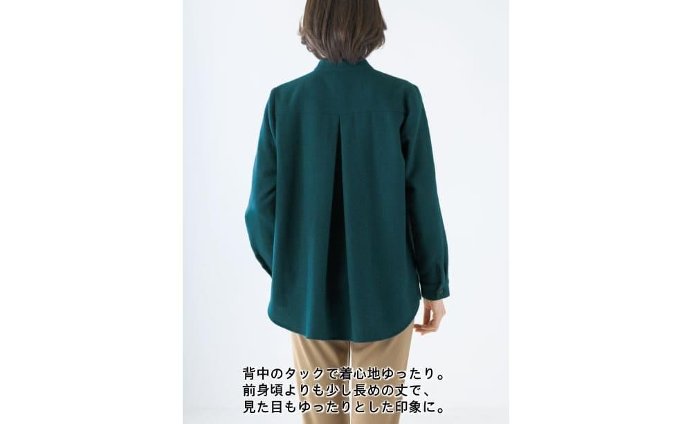 オリーブグリーン ウール混合ジャケット ウール混シャツジャケット - 冷え対策にあったか靴下、ウォーマーなら