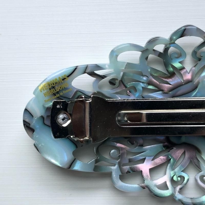 天然石バレッタ Bluesky 透かしバレッタ ブルーシェル - iiivko - vintage and new from