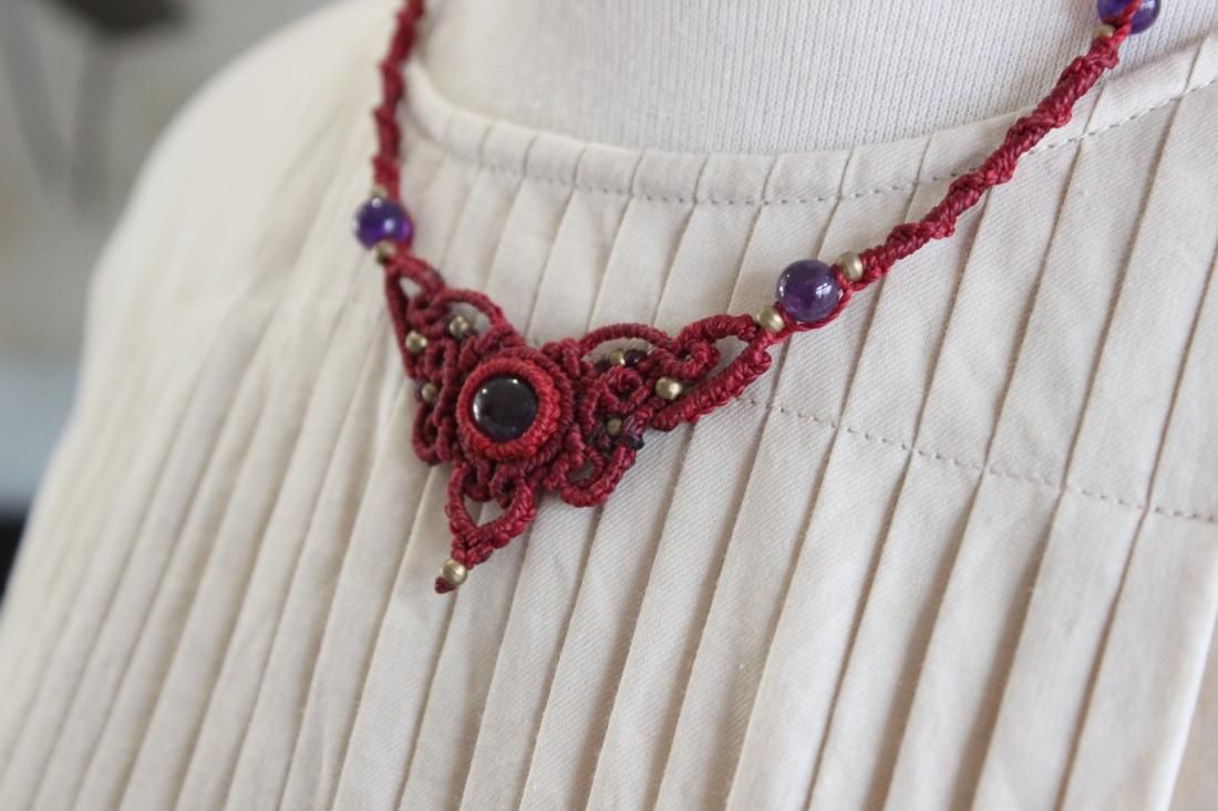 MIA マクラメ編みペンダント2点と矢じりチョーカー Macrame Necklace or Choker With Stone Tutorial〜マクラメ