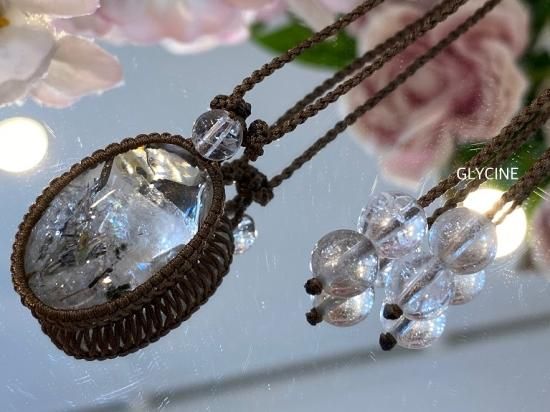 天然石マクラメ編みネックレス（サイズ調節可能タイプ）No.09-16