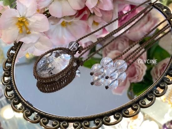 天然石マクラメ編みネックレス（サイズ調節可能タイプ）No.09-16