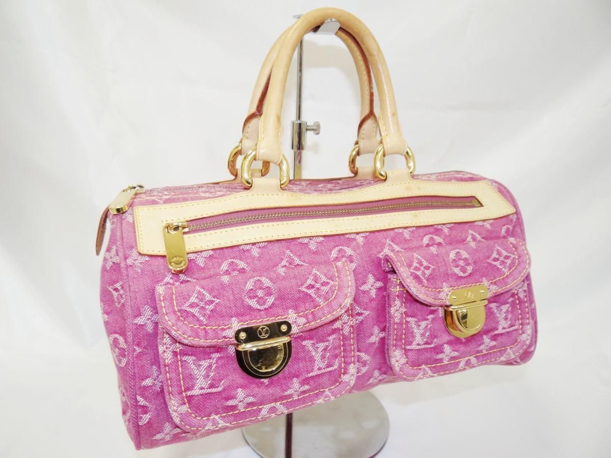 LOUIS VUITTON ルイヴィトン ハンドバッグ M95214 デニム ネオスピーディ ピンク ゴールド金具 美品  56269