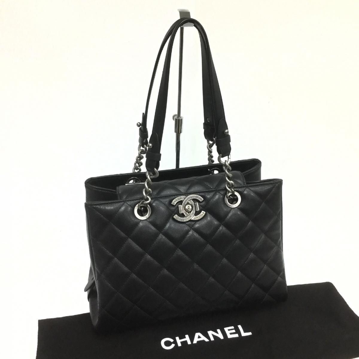 ヴィンテージシャネルCHANEL黒チェーンショルダーバッグ美品