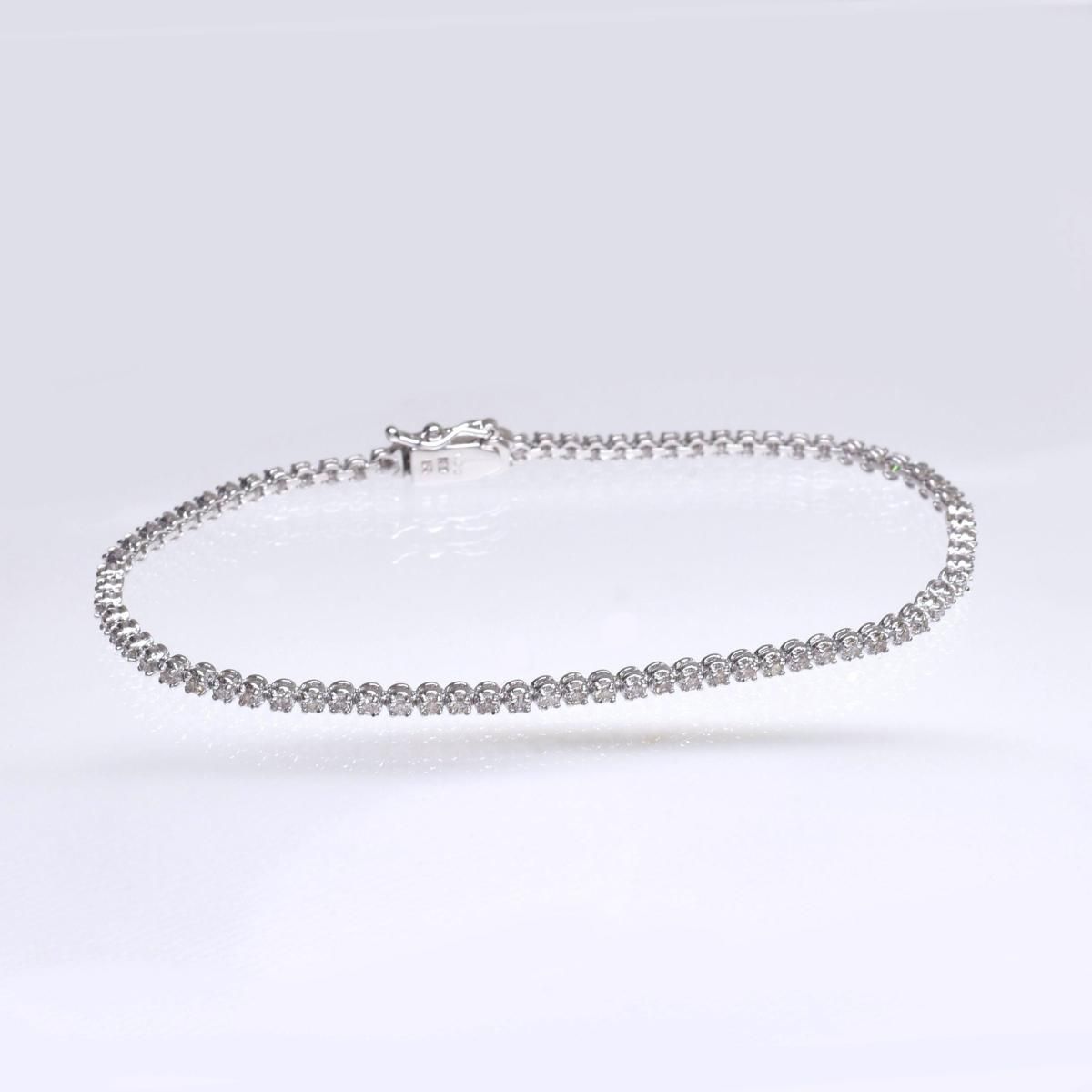 K18WG ダイヤブレスレット D1.00ct 6.1g ☆ 18cm ホワイトゴールド