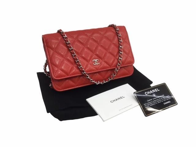 CHANEL シャネル【美品】チェーンウォレット レッド ショルダーバッグ