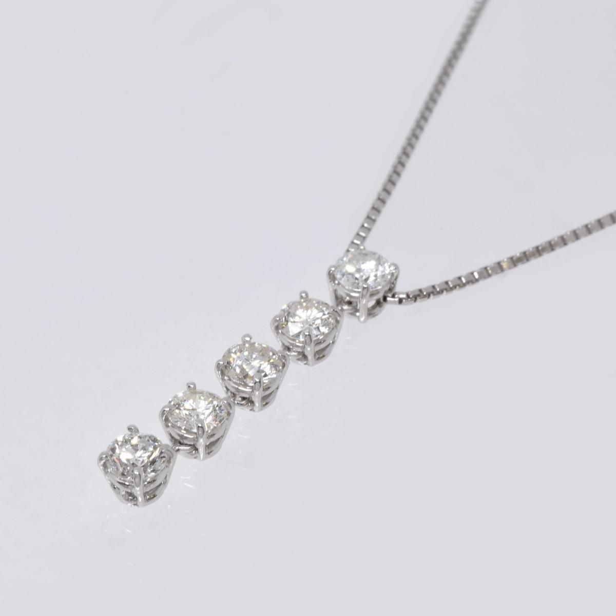 K18WG ͥå쥹 D1.36ct 4.6g  40cm ۥ磻ȥ 5P