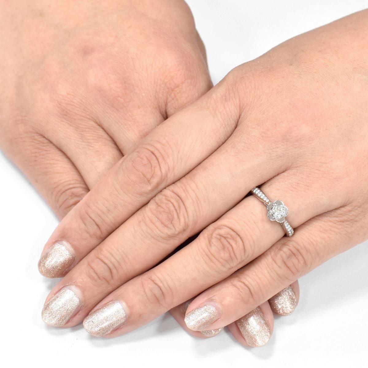 シャネル Pt カメリアリング D0.25ct 5.3g ☆VVS1/F/VERY GOOD ☆ #8