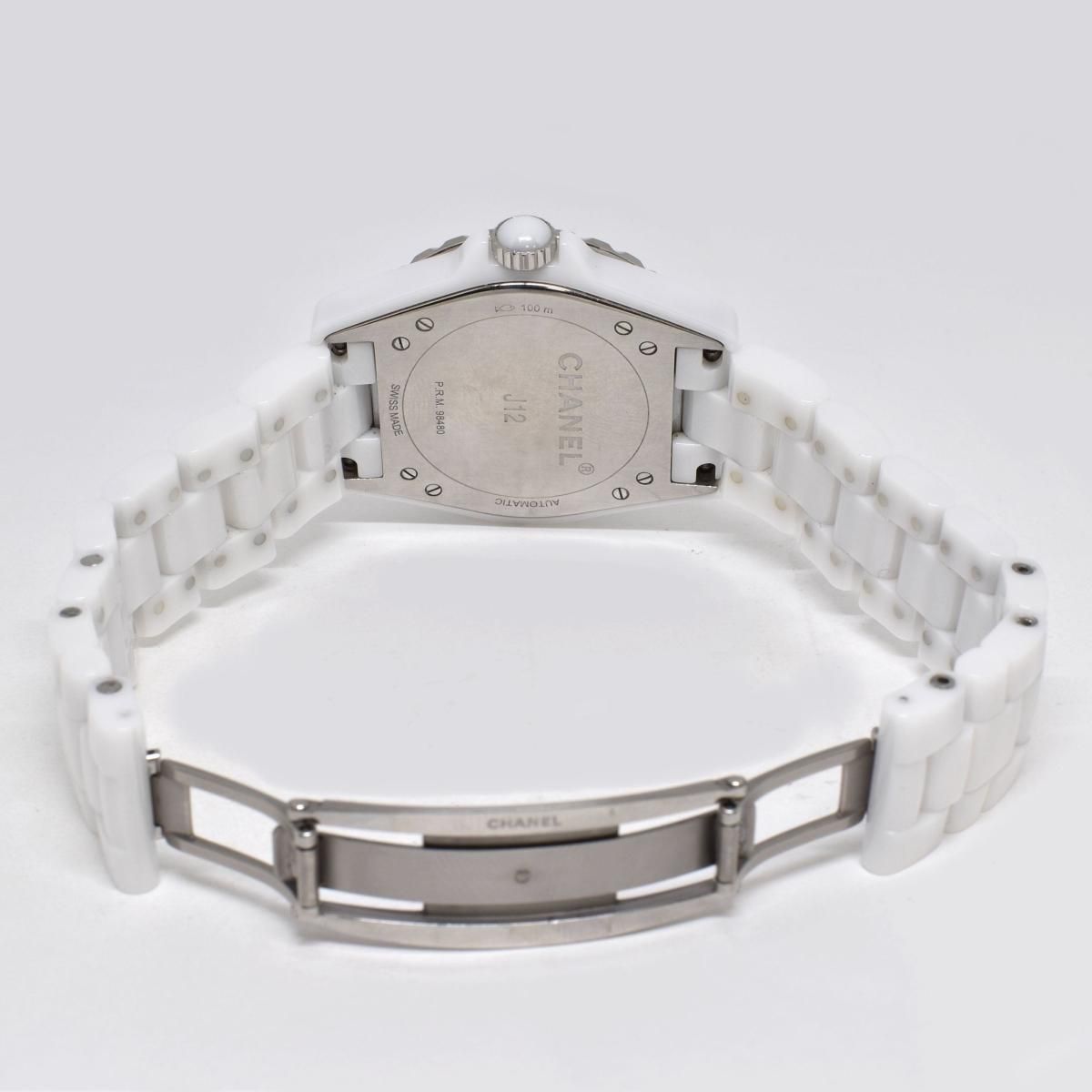 新品正規品  シャネル CHANEL 自動巻き ☆腕時計 ホワイト H3837 J12-365 J12