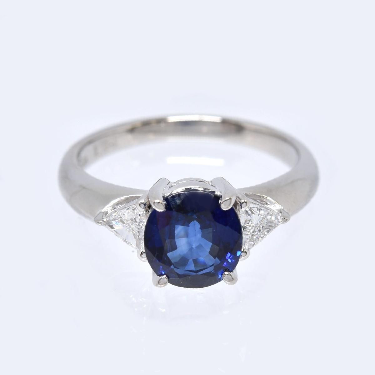 田崎 Pt サファイアリング S1.93ct D0.24ct 5.2g ☆ #11.5 田崎 Pt サファイアリング S1.93ct D0.24ct 5.2g ☆ #11.5