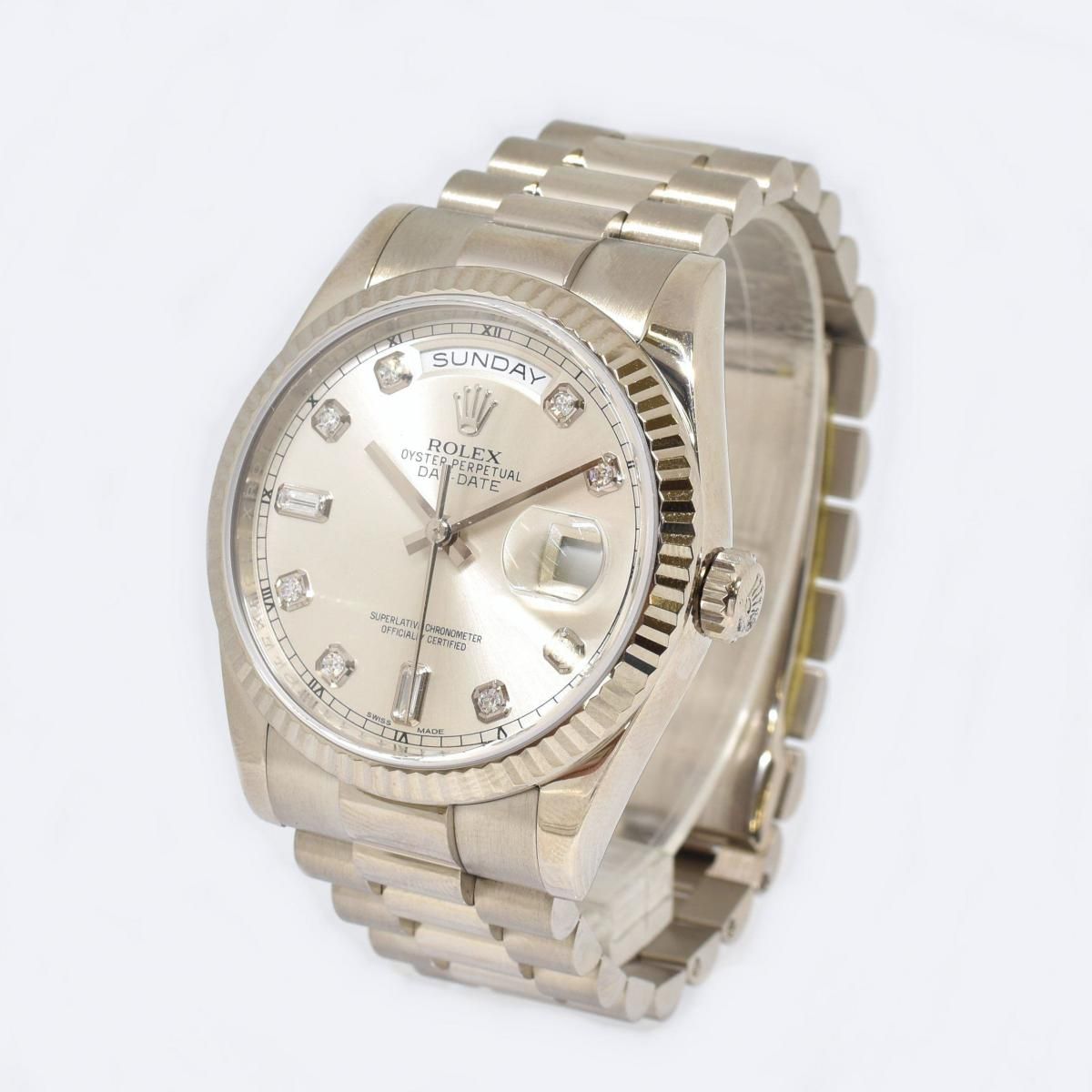 ŹƬʡۥå K18WG ǥǥ ۥ磻ȥ 118239Aӻ ư ROLEX DAY-DATE  롼å