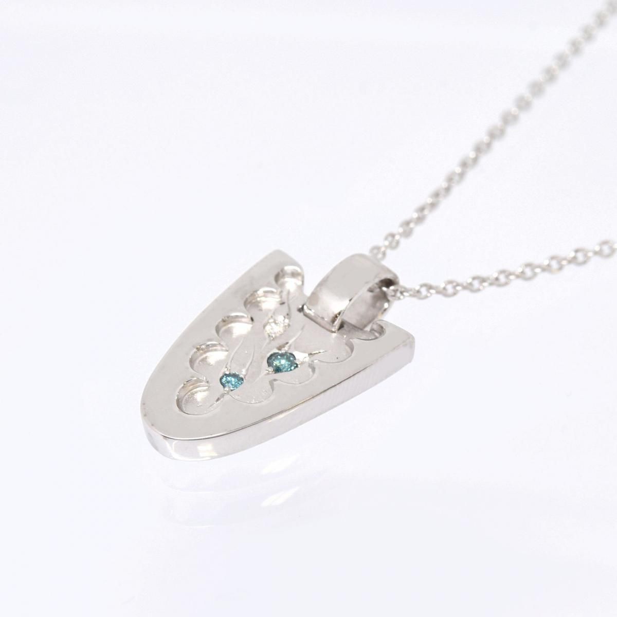 ⸭ K18WG ͥå쥹 BD0.05ct D0.02ct 7.1g  45cm ֥롼 ۥ磻ȥ