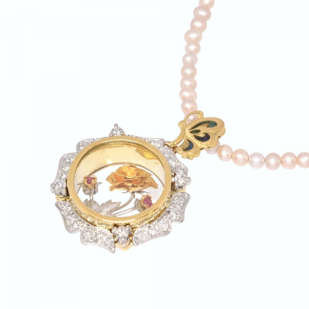 K18YG/Pt ޥȡͥå쥹 D0.43ct R0.06ct 14.3g  45cm  ӡ ץ ٥ӡѡ  ե Х ĳ