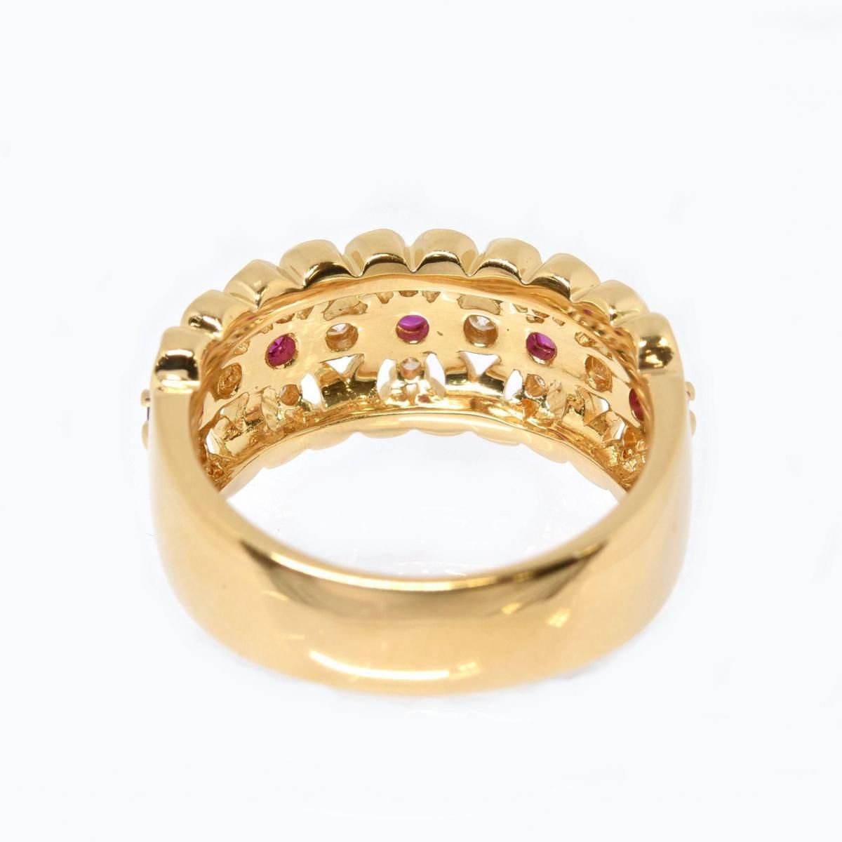 ランバン K18YG ルビーリング R0.26ct D0.26ct 8.4g ☆ #12 LANVIN