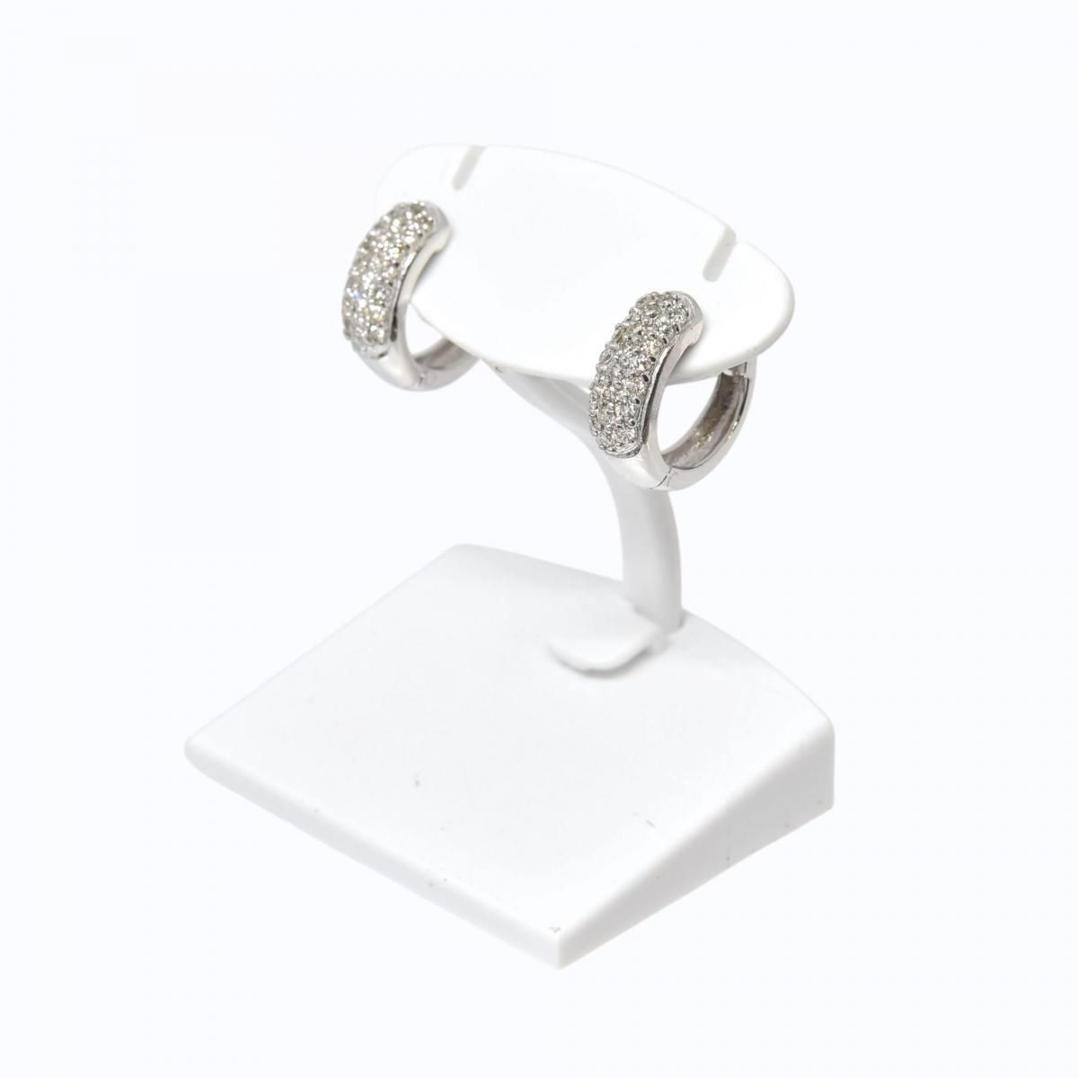 K18WG ダイヤピアス D0.15ct×2 2.2g ☆ フープピアス ホワイト