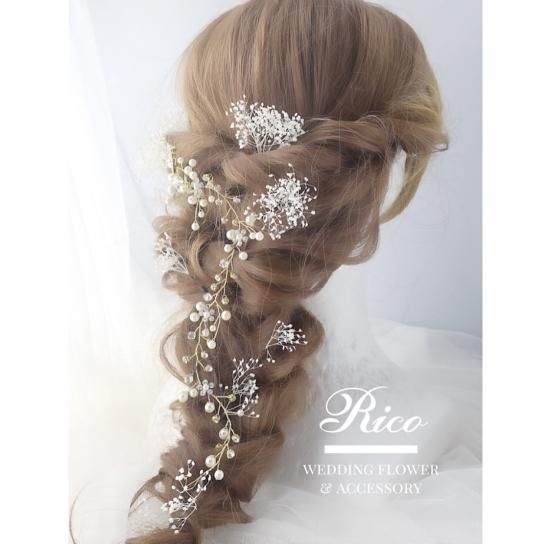小枝 かすみ草ヘッドドレス ゴールド Salon De Rico