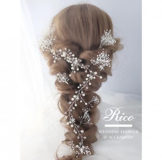 小枝 かすみ草ヘッドドレス シルバー Salon De Rico