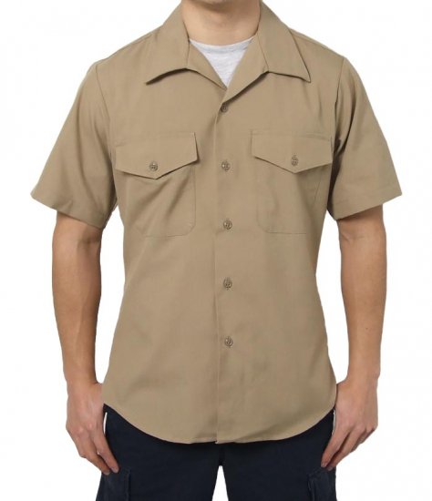 アメリカ海兵隊 USMC カーキ 半袖ドレスシャツ（新品）MC-SS-N