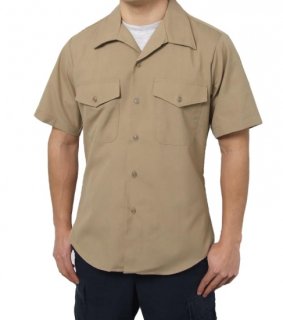 アメリカ海兵隊 USMC カーキ 半袖ドレスシャツ（新品）MC-SS-N-