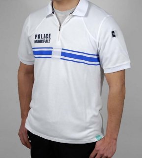 フランス自治体警察 POLICE MUNICIPALE ホワイト ポロシャツ（新品）F99N=
