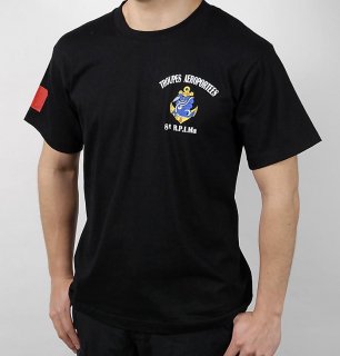 【Sサイズ特価】フランス軍 ブラック パラシュート部隊Tシャツ（新品）T106N-