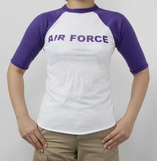 アメリカ空軍 U.S.AIR FORCE パープル袖 ベースボールＴシャツ（新品）BBAFP-