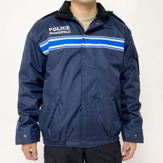フランス自治体警察 POLICE MUNICIPALE ネイビー ブルーストライプ フード付 ポリスジャケット（新品）F38BNH