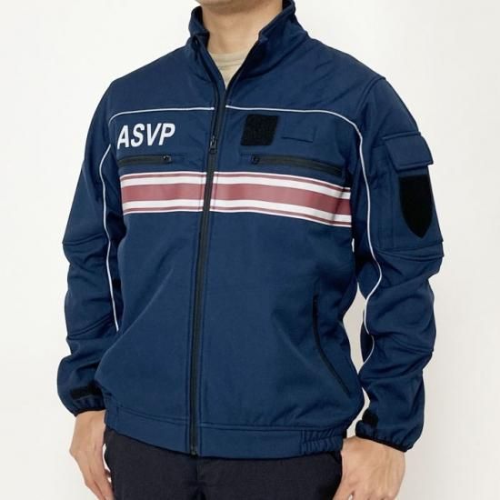 フランス警備隊 ASVP ネイビー レッドストライプ ソフトシェル