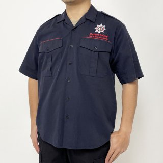 北アイルランド消防救助 NIFRS ネイビー 半袖ワークシャツ（USED）B58U=