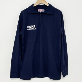 【1点物】フランス自治体警察 POLICE MUNICIPALE ネイビー ハーフZIPシャツ（新品）FR15=
