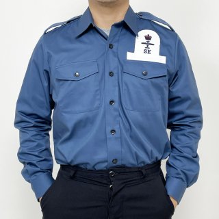 イギリス海軍 ROYAL NAVY ブルー FR ワッペン付 ワーキングドレスシャツ（新品）B17NW=