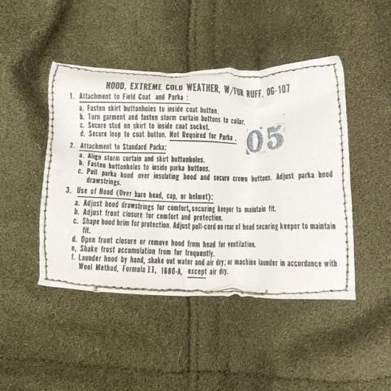 超希少な1970年代の新品フルセットのコヨーテファー】アメリカ軍 超希少な1970年代の新品フルセットのコヨーテファー】アメリカ軍