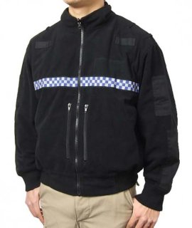 イギリス警察 POLICE ブラック フリースジャケット（上質USED）B48N3