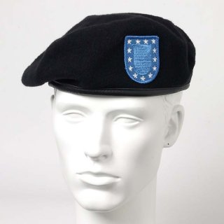 アメリカ軍 U.S.ARMY ブラック スタンダードブルー ウール ベレー帽（USED）ワッペン付 M51UA-
