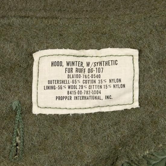 アメリカ軍 M-65 パーカー用 アクリルファー フード USED 65HOOD