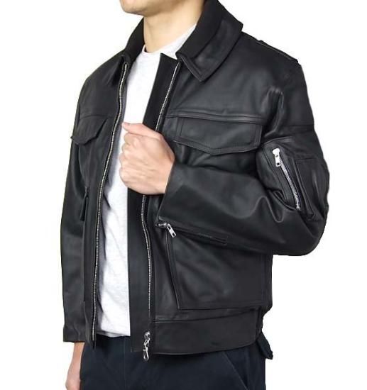 ドイツ警察 POLIZEI フラップポケット レザージャケット バック ドイツ警察 POLIZEI フラップポケット レザージャケット バック