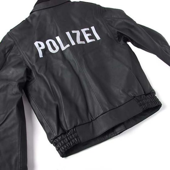 ドイツ警察 POLIZEI フラップポケット レザージャケット バック 