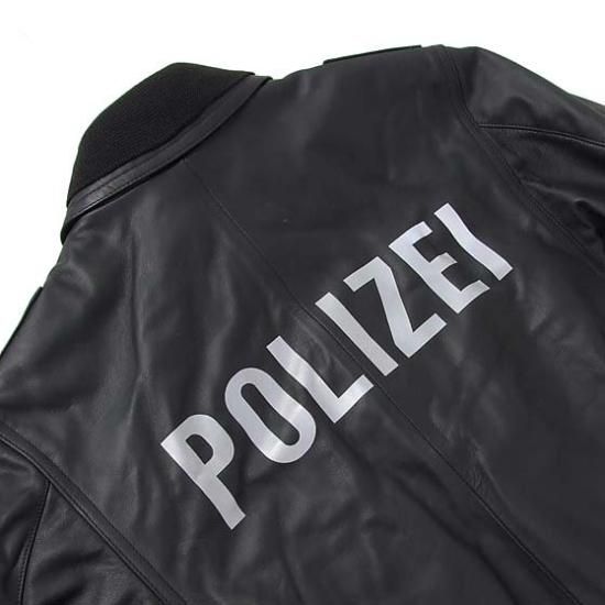 ドイツ警察 POLIZEI フラップポケット レザージャケット バック