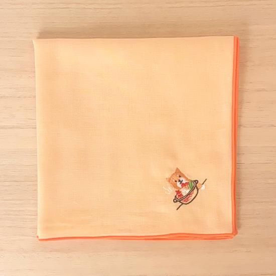 刺繍ハンカチ【ねこ落ち葉】
