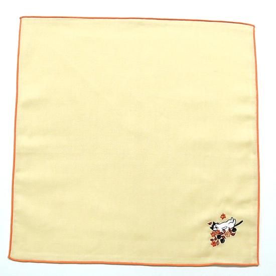 刺繍ハンカチ【ねこ落ち葉】
