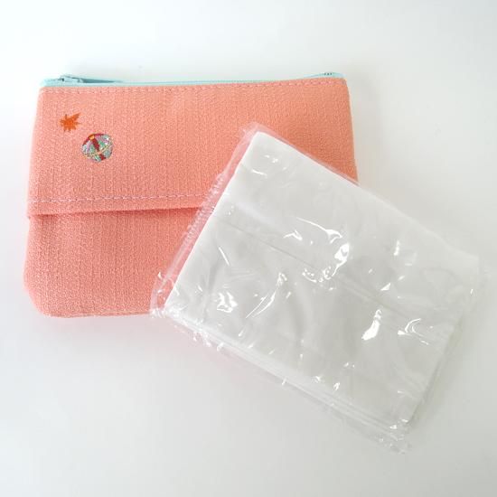 おはりこ刺繍 ティッシュポーチ【オレンジ/ねこ】 - iwai 京都井